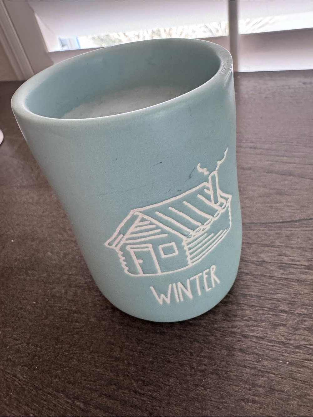 NEW RAE DUNN “WINTER” Light Blue Navy Blue First Snow Candle- HTF